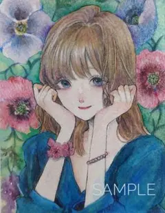 手描きイラスト オリジナル アナログ ポピー