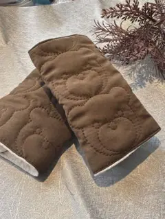 よだれカバー くま柄 キルティング×ワッフル 2枚セット