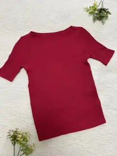 処分価格【UNIQLO リブ編み綿カットソーTシャツ】半袖赤【ユニクロ】