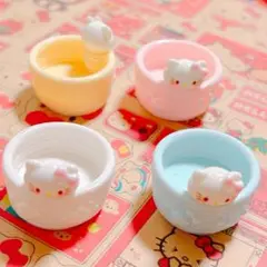 805*デコパーツ 猫ベッド カゴ ミニチュア 小物入れ ひょっこり