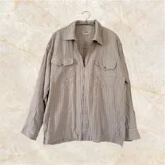 90s 00s Y2K チェックシャツ　古着　ジップアップ　ファスナー　ベージュ