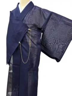 ユ30洗える夏着物　紗　単衣　金糸　正絹　美品
