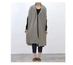 evameva (エヴァムエヴァ) ニットロングベスト モカ