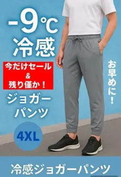 真夏必須！−9℃ 冷感 ジョガーパンツ スポーツ 速乾 男女兼用 4XL グレー