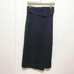 483【ti. 】ラップ風タイトロングスカート　S スリット　ブラック　黒