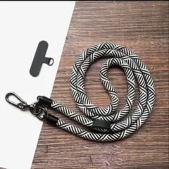 スマホストラップ　 ショルダーストラップ　ロング ネックストラップ　白黒