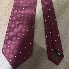DAKS バーガンディ ドット柄 ネクタイ　DAKD London