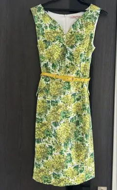 REVIEW 袖なしワンピース ノースリーブ 緑 花柄