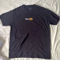 Real love プリント Tシャツ 黒