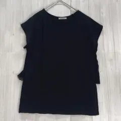 ローズバッド　バックティアードノースリーブカットソー　黒　F