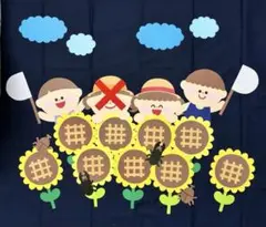ひまわり畑で虫とりだ！　7月　8月　夏　壁面　壁面飾り