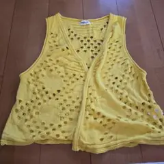 HIROKO BIS イエローニットベスト11　Lサイズ