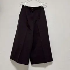 ブラウン　ワイドパンツ ボタン付き