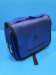 【美品】le coq／ルコック ゴルフラウンドポーチ ブルー ラウンドバッグ