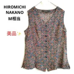【美品】ヒロミチナカノ 総柄ベスト 花柄 幾何学模様 ボヘミアン M ジレ 透け