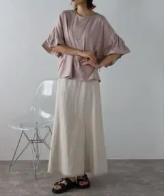 【Bonjour Sagan】フリルギャザースリーブTシャツ