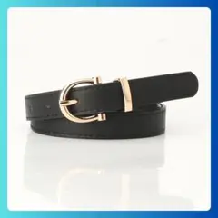ベルト 100cm ゴールド バックル 細身 OL レザー調 かわいい 細い 黒