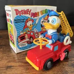 増田屋 レトロ ドナルドダック 消防車 ゼンマイ　ディズニープロダクション Yahoo!オークション - 増田屋 オールドタイマー消防車 ドナルド