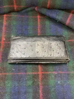 オーストリッチ　長財布　ブラック　 GENUINE OSTRICH SKIN