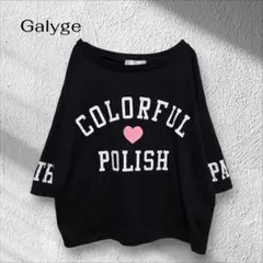 Galyge オーバーサイズ 半袖Tシャツ【M】ブラック フリル プリント