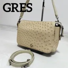 グレ オーストリッチ エキゾチック レザー ハンドバッグ フォーマル ショルダー OSTRICH - 美品 オーストリッチ OSTRICH バッグ ショルダー