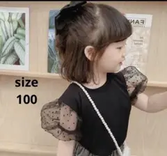 《新品》シアーパフスリーブTシャツ　100cm