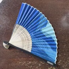 SEIKO 青系波模様グラデーション扇子