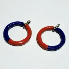 漆塗り　青×オレンジ　パーツ（ハンドメイド021）