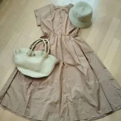 レディースワンピース　カゴバッグ＆バケットハット付き