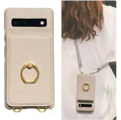 値下げしました！Google Pixel 7a ストラップ付ケース　ベージュ