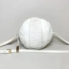 美品 LOEWE ロエベ ナッパレザー ラウンド ショルダーバッグ 白