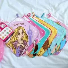 新品未使用　ループ付きタオルハンカチ　ディズニープリンセス　8枚組