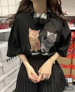 nugu Visco キャットプリントTシャツ ブラック 完売品