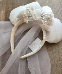 美品✨ディズニーランドホワイトカチューシャ ベール付き