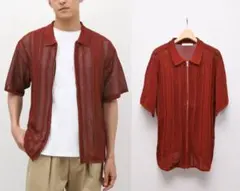 ジャーナルスタンダード オープンワークZIP ポロシャツ メッシュ編み Lサイズ