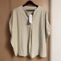 ベージュ 4L Vネック Tシャツ