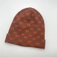 〈美品〉GUCCI ニット帽 GG柄 ブラウン系 イタリア製 アルパカ ウール