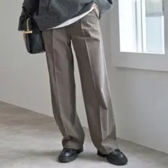 24AW スピックアンドスパン ウォッシャブル2WAYクロス1タックパンツ L