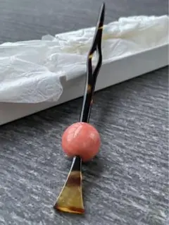 【美品 大玉】桃色珊瑚 鼈甲 簪