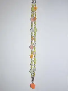 ‪ஐ‬おまけ付き‪ஐ‬ハンドメイド お星様のビーズネックレス オレンジ イエロー