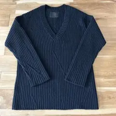 The letters Vネック ダメージ加工 ロングニット S