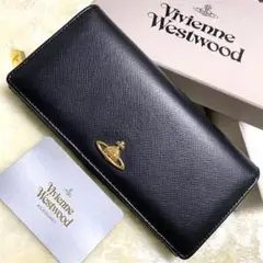 付属品付き❗️新品未使用✨ヴィヴィアン　かぶせ長財布　ゴールド金具　オーブ黒レザー