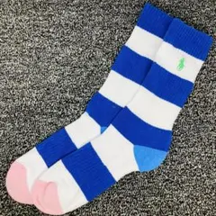 ポロラルフローレン メンズソックス 2足ボーダー ブルー＆ホワイトp2304