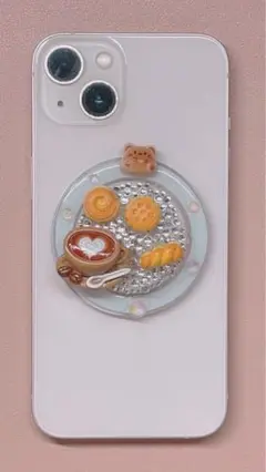 MagSafe カフェモチーフ スマホグリップ ポップソケッツ ハンドメイド