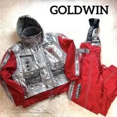 【美品✨激チャラ】ゴールドウィン スキーウェア セットアップ XL 赤 シルバー