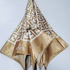FENDI ロゴ柄　総柄　長傘 ロング傘　持ち手木製　雨傘 黒 金　メンズ econext_0601-a6206n