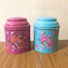 カルディ　台湾缶 ピンク 水色 2個セット