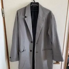 グレー ストライプ チェスターコート