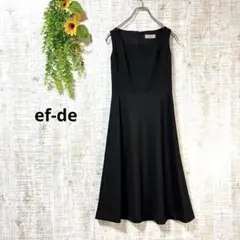 【美品】ef-de ノースリーブ 黒 ワンピース 上品シルエット 9号