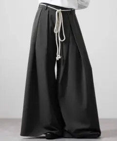 完売品　CLEL TRルーズ 袴パンツ＆縄紐ベルト　チャコール　Sサイズ